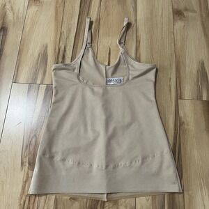Cupid Shapewear Tank Open-Bust Sz 2XL Tummy Control Boning Tan Wear Your Own Bra